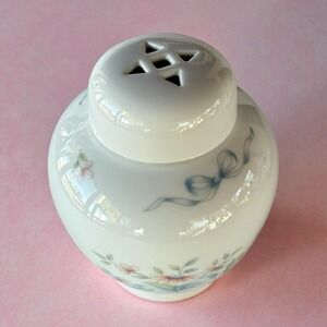 Princess House Mid Century Porcelain Ginger Jar Floral Ribbon Handcrafted Japan
